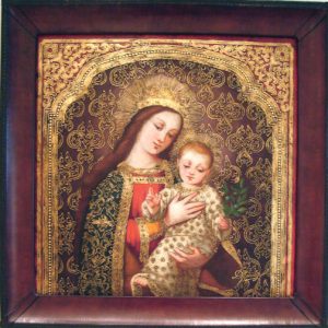 Virgin Mary Original Oil Painting - Madona de Villarica by Mendoza