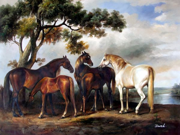 Lakeside Horses - Original Oil Painting